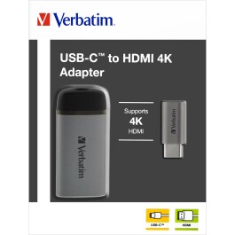 Adapter USB-C auf HDMI 4K von Verbatim 10cm Kabel...