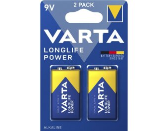 9V-Block Batterie VARTA Longlife Power Alkaline 6LR61 2er...