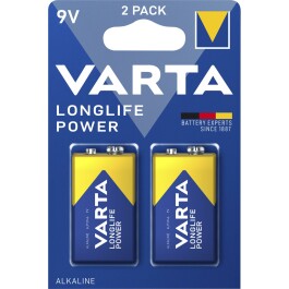 9V-Block Batterie VARTA Longlife Power Alkaline 6LR61 2er...