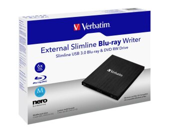 Externer Blu-Ray Recorder Verbatim Slimline USB 3.0 inkl....