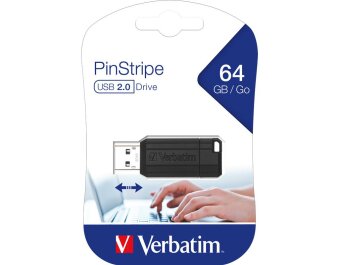 USB 2.0 Stick Verbatim 64GB Speicher PinStripe...