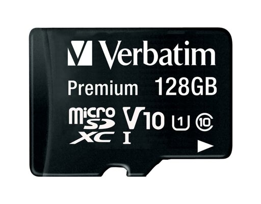 Micro SDHC Card Verbatim 128GB Speicherkapazität inkl. Adapter Class 10