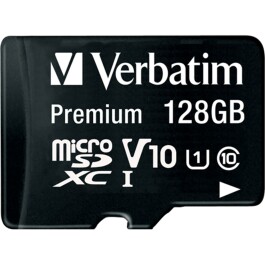 Micro SDHC Card Verbatim 128GB Speicherkapazität inkl. Adapter Class 10