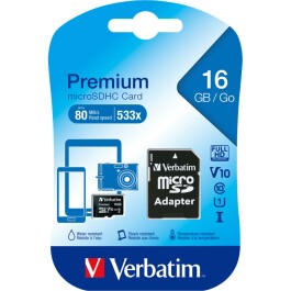 Micro SDHC Card Verbatim 16GB Speicherkapazität...