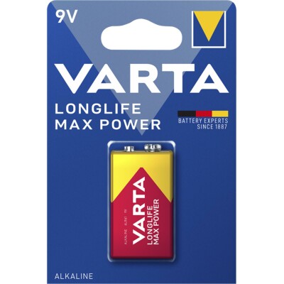 9V-Block Batterie VARTA  Longlife Max Power Alkaline 6LR61 9V