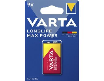 9V-Block Batterie VARTA  Longlife Max Power Alkaline...