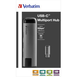 USB-C Multiport-Hub von Verbatim USB 3.0 HDMI SD Ethernet...