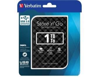 Externe Festplatte Store n Go Verbatim 1 TB Speicher USB 3.0 inkl. Kabel