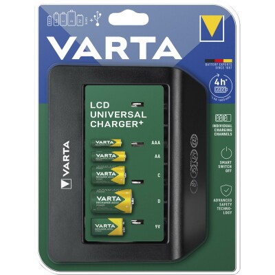 Universal-Ladegerät VARTA Akku NiMH LCD Charger für AA/ AAA/ C/ D/ 9V