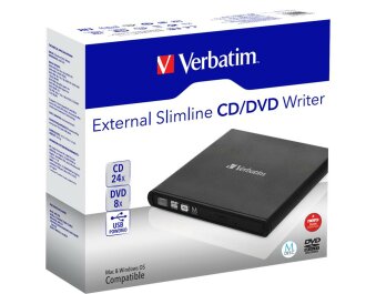 Externer CD/DVD Recorder/ Brenner Verbatim Slimline USB 2.0