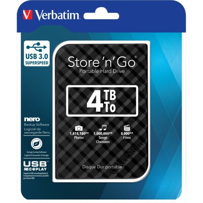 Externe Festplatte Store n Go Verbatim 4 TB Speicher USB 3.0 inkl. Kabel