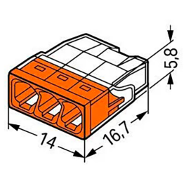 COMPACT-Verbindungsdosenklemme WAGO eindrähtige Leiter 3 Klemmstellen orange