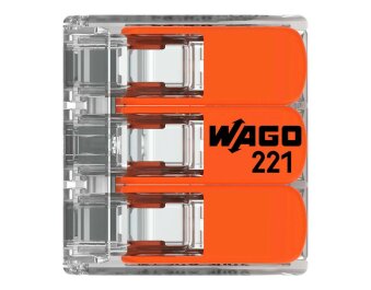 Compact-Verbindungsklemme WAGO für alle Leiterarten 3 Klemmstellen 6mm²
