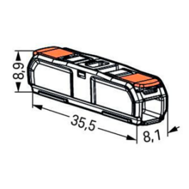 Durchgangsverbinder WAGO mit Hebel alle Leiterarten max. 4mm² max. 85°C