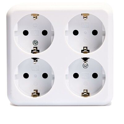 Schutzkontakt-Steckdose 4-fach McPower Finery 250V/16A,AP,Einsteckschutz,weiß