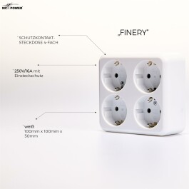 Schutzkontakt-Steckdose 4-fach McPower Finery 250V/16A,AP,Einsteckschutz,weiß