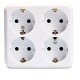 Schutzkontakt-Steckdose 4-fach McPower Finery 250V/16A,AP,Einsteckschutz,weiß