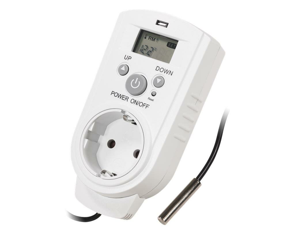 Steckdosen-Thermostat McPower TCU-540 5-30°C Display Kabel + Außenfühl