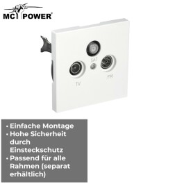 Antennendose McPower Shallow für TV Radio und Sat UP weiß
