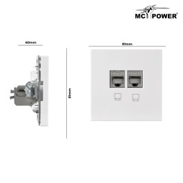 Netzwerk-Dose McPower Shallow CAT6A UP weiß vollgeschirmt