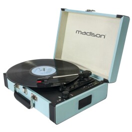 Nostalgie Schallplattenkoffer MADISON MAD-RETROCASE-BLU Bluetooth USB blau