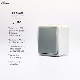 Feuchtraum Taster McPower Fix Steckanschluss IP54...