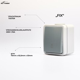 Feuchtraum Taster McPower Fix Steckanschluss IP54 250V~/10A AP