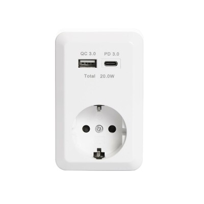 Schutzkontakt-Steckdose McPower Finery 250V/16A 1x USB-C mit PD + 1x USB-A