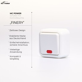 Schalter McPower Finery 250V/10A AP weiß mit Kontrollleuchte