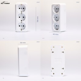 Schutzkontakt-Steckdose 3-fach McPower Finery 250V/16A,AP,Einsteckschutz,weiß