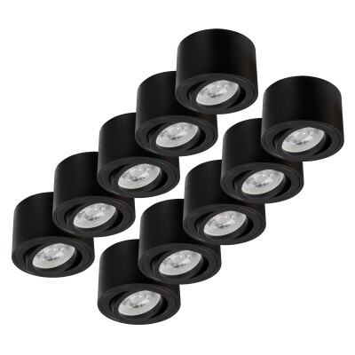 LED-Aufbauleuchte McShine 5W 400Lumen 3000K ØxH 80x50mm schwarz 10er-Pack