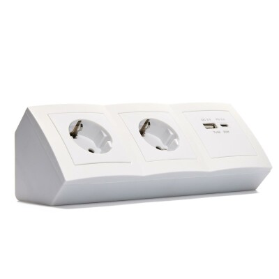 Steckdosenblock McPower Flair Aufbau 2-fach Schutzkontakt + 2x USB A+C
