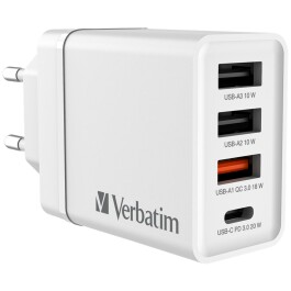 Ladeadapter Verbatim CHR-30EU2 30W weiß 2xUSB-A 1xUSB-A QC 1xUSB-C PD