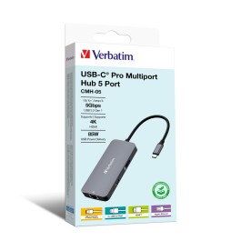 USB-C Multiport-Hub Verbatim CMH-05 2x USB 3.2C HDMI 4K USB 3.1-C Kabel