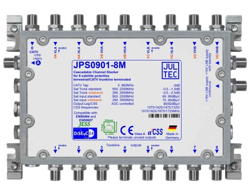 Jultec JPS0901-8M Unicable Multischalter 8 Teilnehmer bis 4 Satelliten