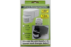 Aufputz Bewegungsmelder CBM 180° IP44 1-1000W 3-Draht schwarz