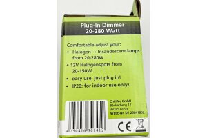Steckdosen-Dimmer 20-280 Watt IP20 230V