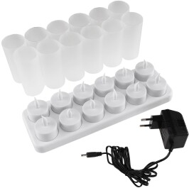 LED Teelichter 12er Set mit Windschutz wiederaufladbar...