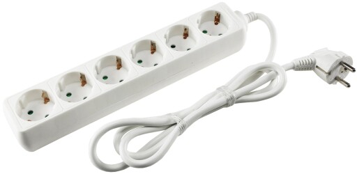 Schutzkontakt-Steckdosenleiste 6-fach 3500W 1,4m Kabel weiß