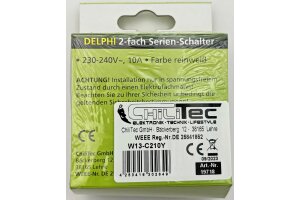 DELPHI Serien-Schalter 2-fach 250V~/ 10A inkl. Rahmen UP weiß