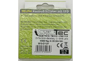 DELPHI Kontroll-Schalter mit Lämpchen 250V~/ 10A inkl. Rahmen UP weiß