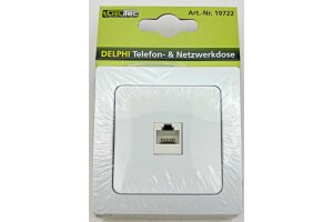 DELPHI RJ45 Dose für ISDN & Cat.5 inkl. Rahmen UP weiß