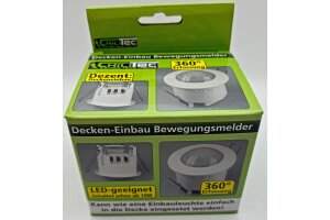 Decken-Einbau-Bewegungsmelder 360° PIR LED geeignet 6m Detektion weiß