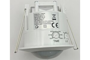 Decken-Einbau-Bewegungsmelder 360° PIR LED geeignet 6m Detektion weiß