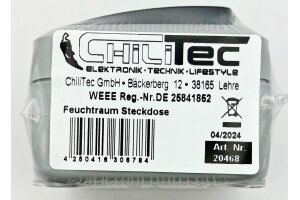 Feuchtraum Steckdose IP44 250V~/ 16A inkl. AP-Rahmen grau
