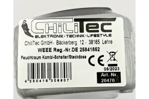 Feuchtraum Kombi-Schalter/Steckdose,IP44 250V~/ 10/16A grau AP horizontal