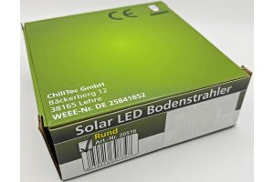 Solar LED Bodenstrahler CTB-R rund ØxH 12x4cm IP44 Edelstahl-Front