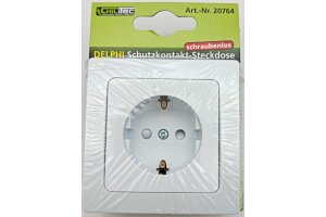 DELPHI Schutzkontakt-Steckdose UP weiß 250V~/ 16A inkl. Rahmen Steckanschluss