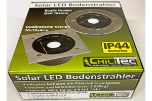 Solar LED Bodenstrahler CTB-E eckig BxHxT 10x10x4cm IP44 Edelstahl-Front