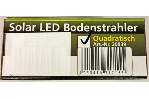 Solar LED Bodenstrahler CTB-E eckig BxHxT 10x10x4cm IP44 Edelstahl-Front